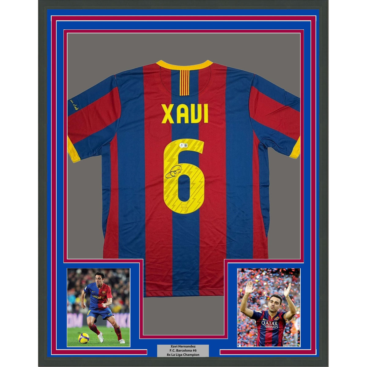 Framed Autographed/Signed Xavi Hernandez 35x39 FC Barcelona 2011 Final Soccer Jersey Beckett BAS COA