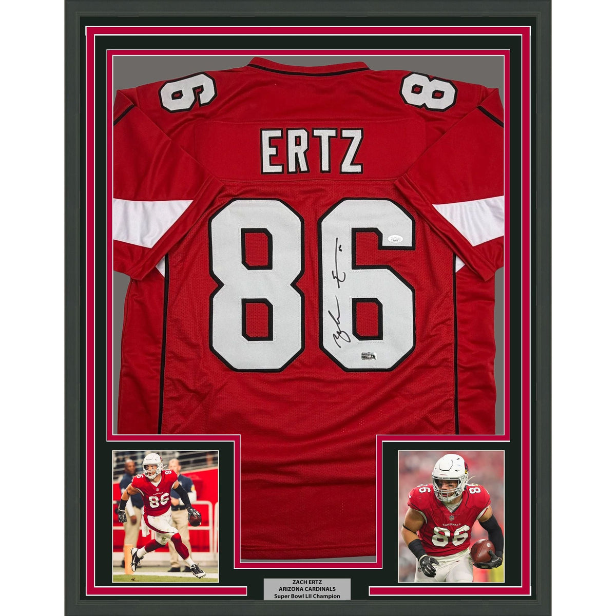 Framed Autographed/Signed Zach Ertz 35x39 Arizona Red Football Jersey JSA COA