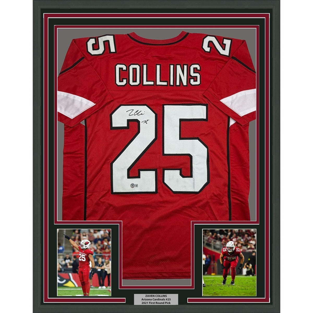Framed Autographed/Signed Zaven Collins 35x39 Arizona Red Football Jersey Beckett BAS COA