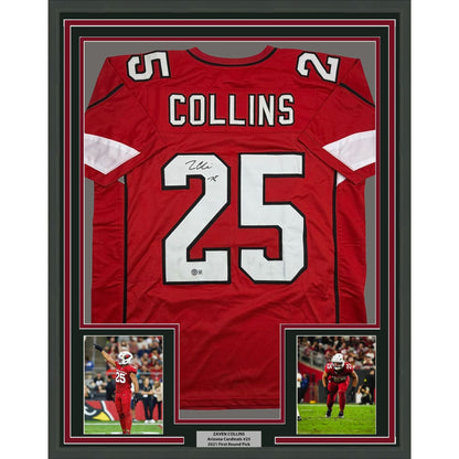 Framed Autographed/Signed Zaven Collins 35x39 Arizona Red Football Jersey Beckett BAS COA