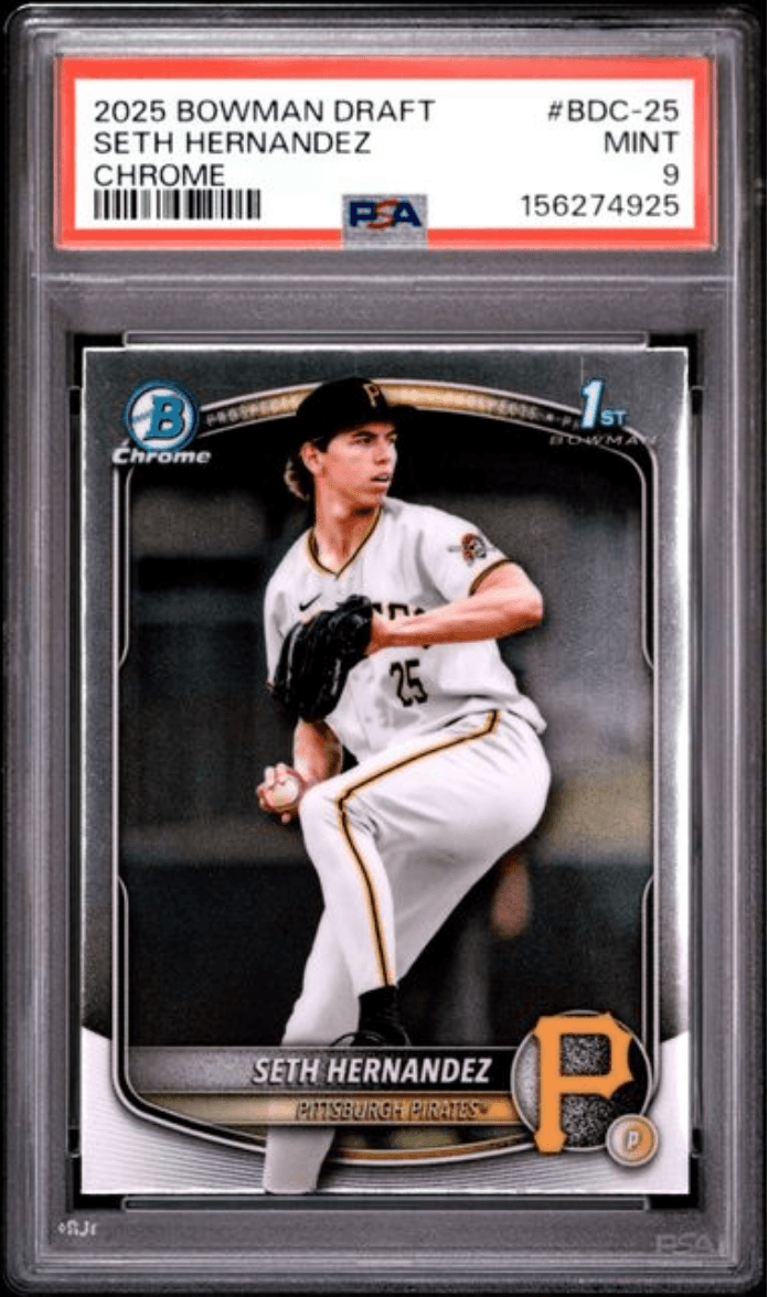 Graded 2025 Topps Bowman Draft Seth Hernandez #BDC25 Chrome Rookie RC Baseball Card PSA 9 Mint