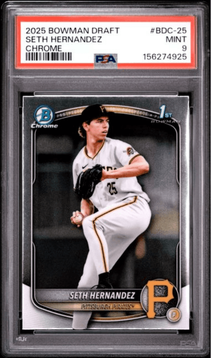 Graded 2025 Topps Bowman Draft Seth Hernandez #BDC25 Chrome Rookie RC Baseball Card PSA 9 Mint