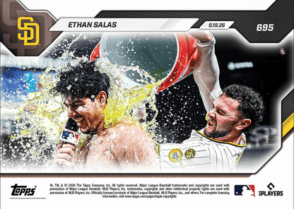 2026 Topps Now Ethan Salas #695 Youngest with Pinch Hit Walk Off in Last 60 Years San Diego Padres Rookie RC Baseball Card
