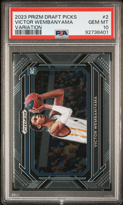 Graded 2023 Panini Prizm Draft Picks Victor Wembanyama #2 Variation Rookie RC Basketball Card PSA 10 Gem Mint