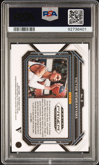 Graded 2023 Panini Prizm Draft Picks Victor Wembanyama #2 Variation Rookie RC Basketball Card PSA 10 Gem Mint