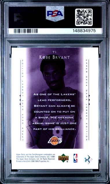 Graded 2000 U.D. Game Jersey Kobe Bryant #T1 Touch The Sky Basketball Card PSA 9 Mint
