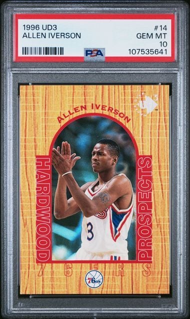 Graded 1996 UD3 Allen Iverson #14 Rookie RC Basketball Card PSA 10 Gem Mint