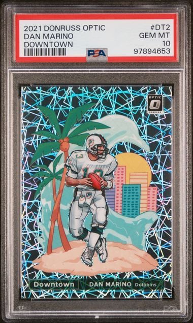 Graded 2021 Panini Donruss Optic Dan Marino #DT2 Downtown Football Card PSA 10 Gem Mint
