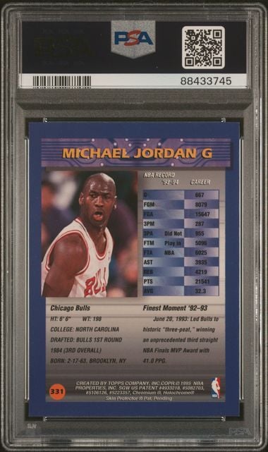 Graded 1994 Topps Finest Michael Jordan #331 Basketball Card PSA 9 Mint
