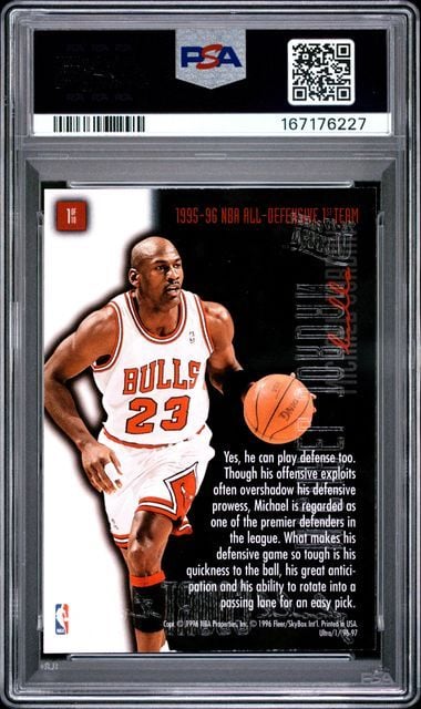 Graded 1996 Fleer Ultra Michael Jordan #1 Full Court Trap Gold Basketball Card PSA 7.5 NM+