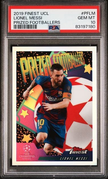 Graded 2019 Topps Finest UCL Lionel Messi #PFLM Prized Footballers Soccer Card PSA 10 Gem Mint