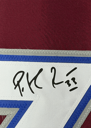 Framed Facsimile Autographed Patrick Roy 35x39 Colorado Maroon Reprint Laser Auto Hockey Jersey