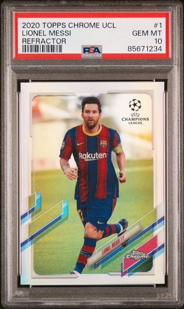 Graded 2020 Topps Chrome UCL Lionel Messi #1 Refractor Soccer Card PSA 10 Gem Mint