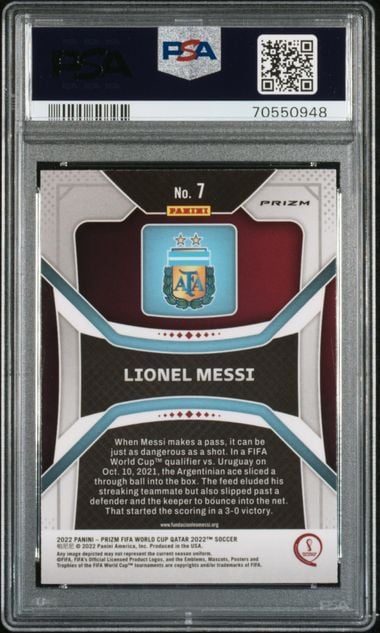 Graded 2022 Panini Prizm World Cup Qatar Lionel Messi #7 Ice Soccer Card PSA 10 Gem Mint