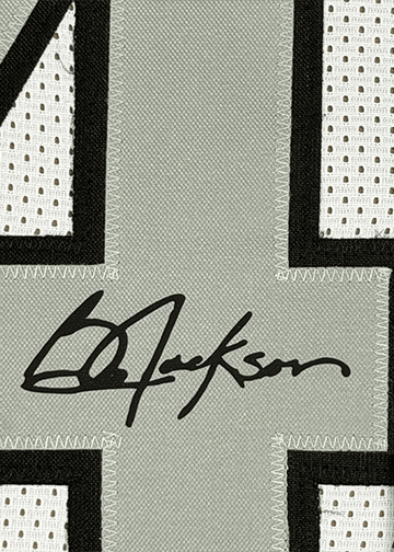 Framed Facsimile Autographed Bo Jackson 35x39 Oakland Las Vegas Color Rush White Reprint Laser Auto Football Jersey Size Men's XL