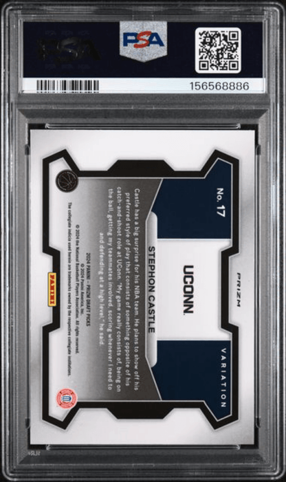 Graded 2024 Panini Prizm Draft Picks Stephon Castle #17 Variation Purple Wave Rookie RC Basketball Card PSA 10 Gem Mint