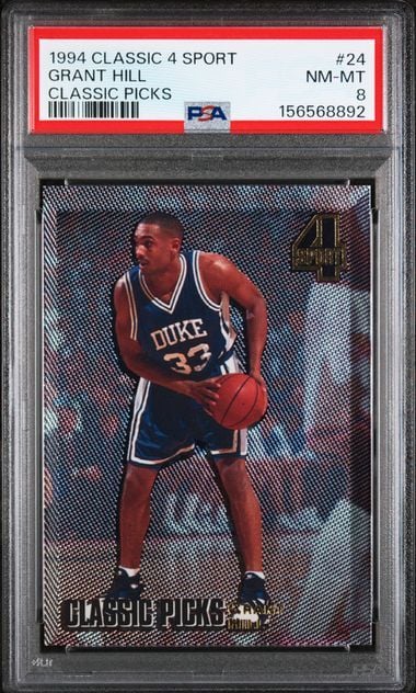 Graded 1994 Classic 4 Sport Grant Hill #24 Classic Picks Rookie RC Basketball Card PSA 8 NM-MT