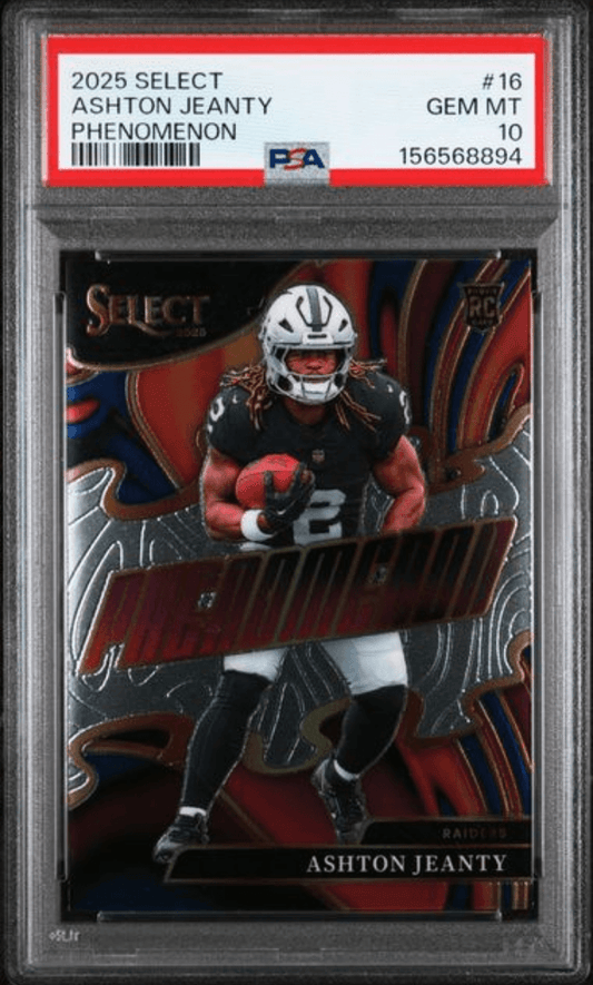 Graded 2025 Panini Select Ashton Jeanty #16 Phenomenon Rookie RC Football Card PSA 10 Gem Mint