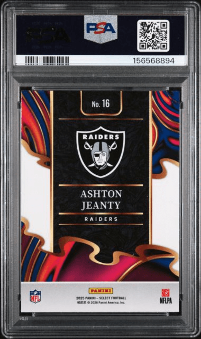 Graded 2025 Panini Select Ashton Jeanty #16 Phenomenon Rookie RC Football Card PSA 10 Gem Mint