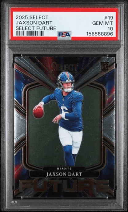 Graded 2025 Panini Select Jaxson Dart #19 Select Future Rookie RC Football Card PSA 10 Gem Mint