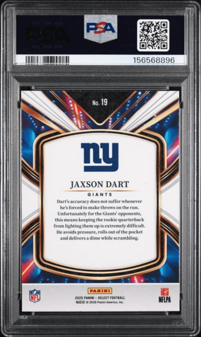 Graded 2025 Panini Select Jaxson Dart #19 Select Future Rookie RC Football Card PSA 10 Gem Mint