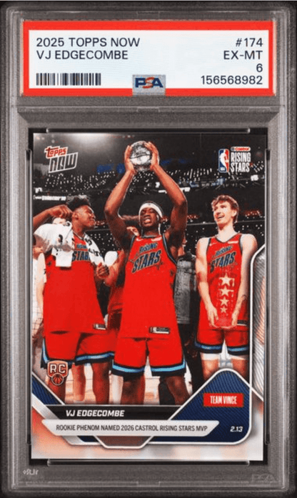 Graded 2025 Topps Now VJ Edgecombe #174 Rookie RC Basketball Card PSA 6 EX Mint