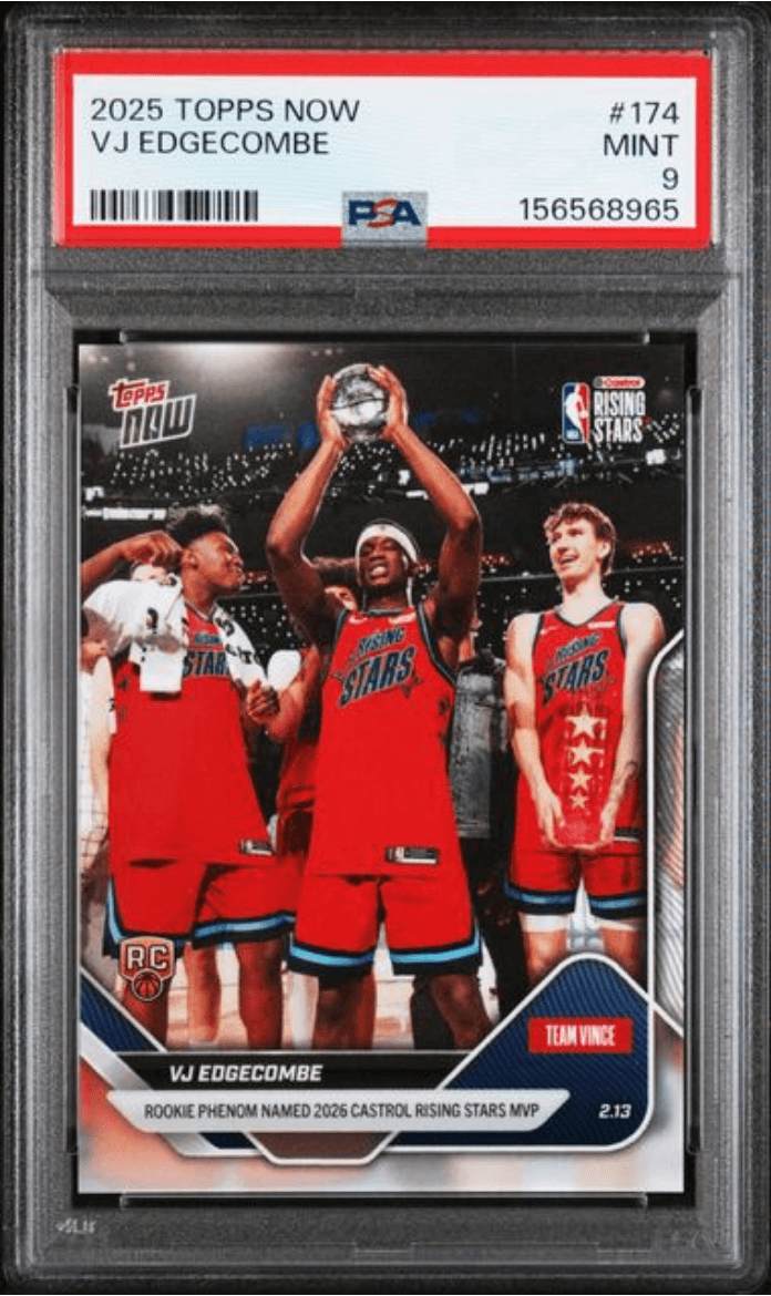 Graded 2025 Topps Now VJ Edgecombe #174 Rookie RC Basketball Card PSA 9 Mint