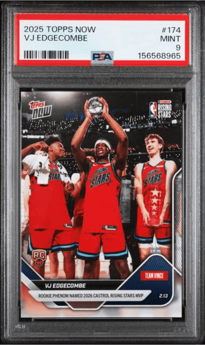 Graded 2025 Topps Now VJ Edgecombe #174 Rookie RC Basketball Card PSA 9 Mint