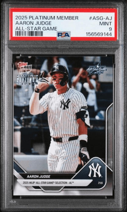 Graded 2025 Topps Now Platinum Member Aaron Judge #ASGAJ All Star Game Baseball Card PSA 9 Mint