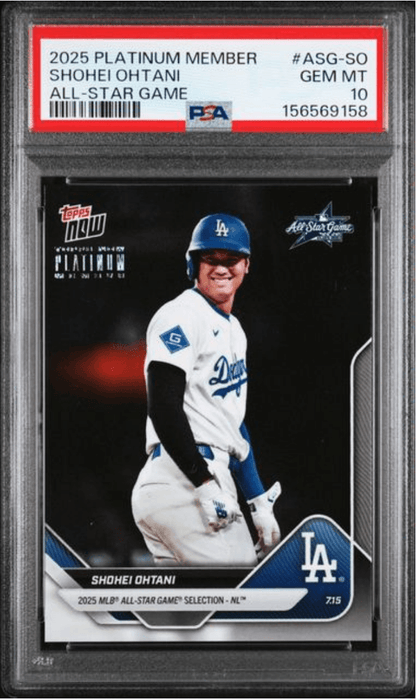 Graded 2025 Topps Now Platinum Member Shohei Ohtani #ASGSO All Star Game Baseball Card PSA 10 Gem Mint