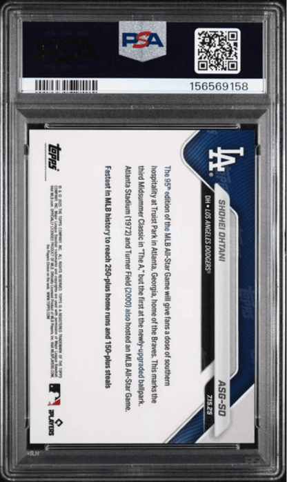 Graded 2025 Topps Now Platinum Member Shohei Ohtani #ASGSO All Star Game Baseball Card PSA 10 Gem Mint