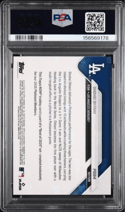 Graded 2025 Topps Now Platinum Member Shohei Ohtani #P884 Best of 2025 Baseball Card PSA 8 Near Mint