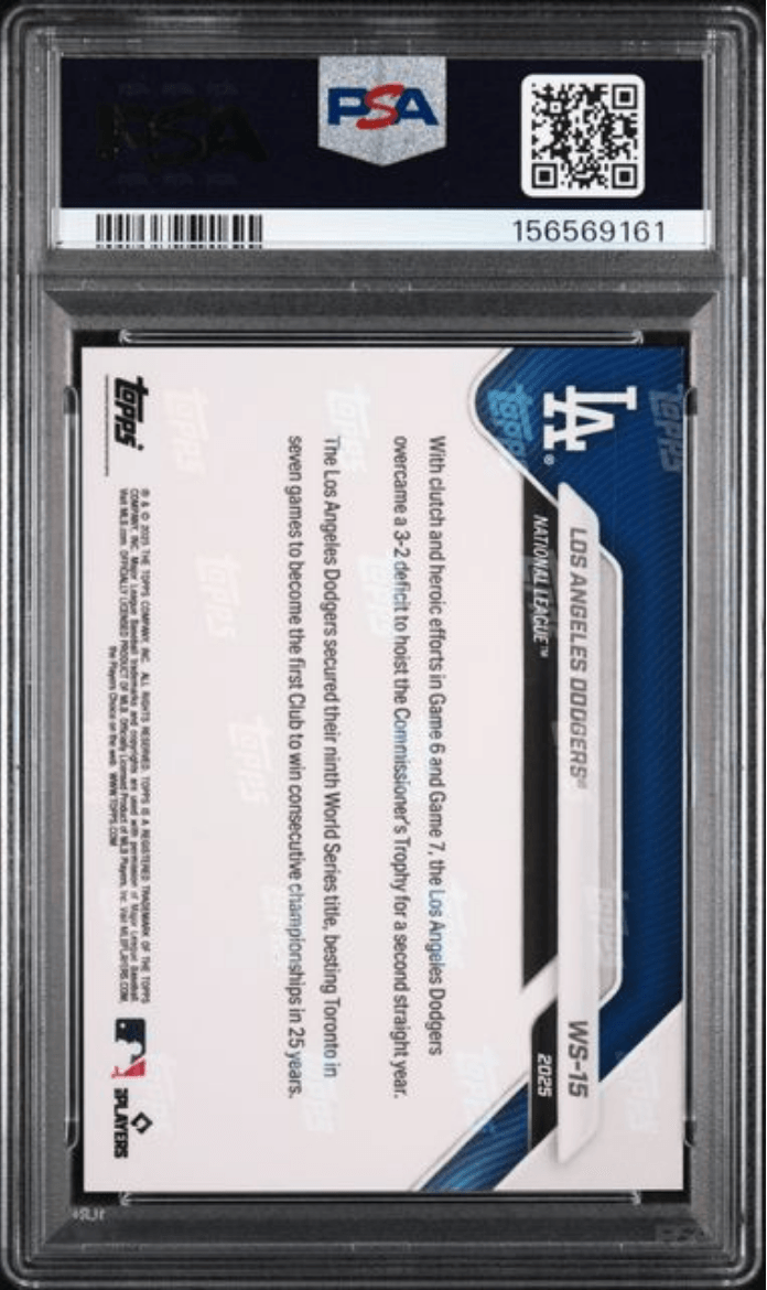 Graded 2025 Topps Now Platinum Member Team Celebration #WS15 World Series Champions Baseball Card PSA 10 Gem Mint