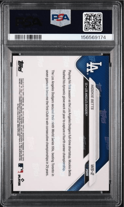 Graded 2025 Topps Now Platinum Member Mookie Betts #WS2 World Series Champions Baseball Card PSA 10 Gem Mint