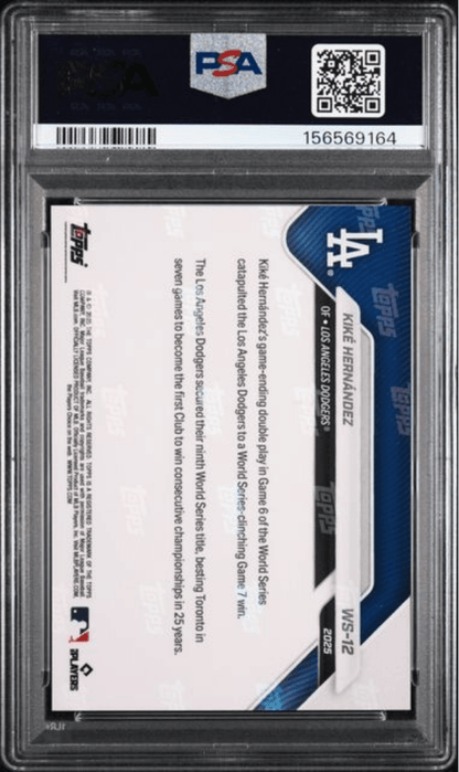 Graded 2025 Topps Now Platinum Member Kike Hernandes #WS12 World Series Champions Baseball Card PSA 9 Mint
