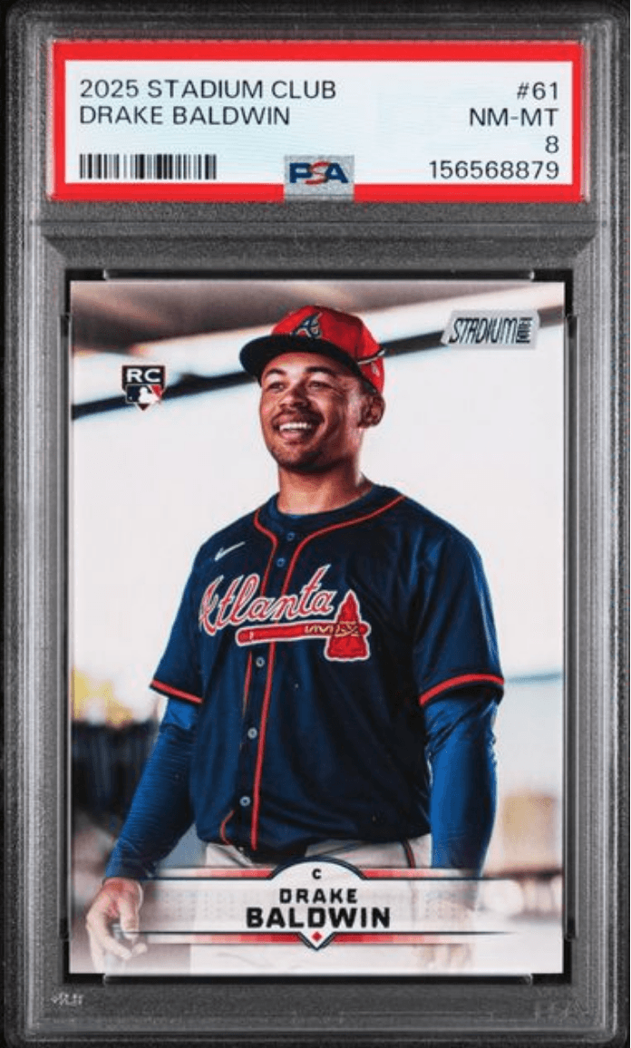 Graded 2025 Topps Stadium Club Drake Baldwin #61 Rookie RC Baseball Card PSA 8 Near Mint
