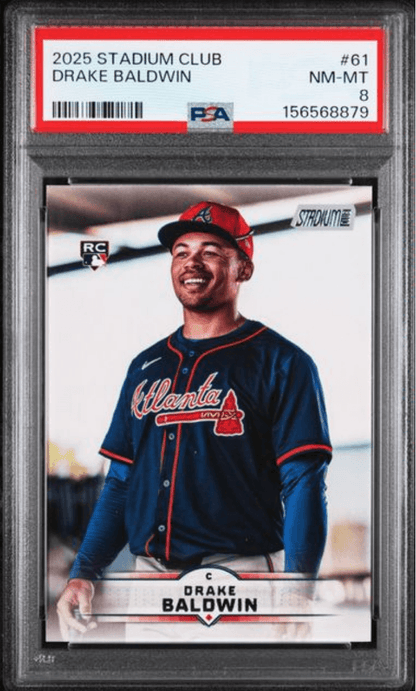 Graded 2025 Topps Stadium Club Drake Baldwin #61 Rookie RC Baseball Card PSA 8 Near Mint