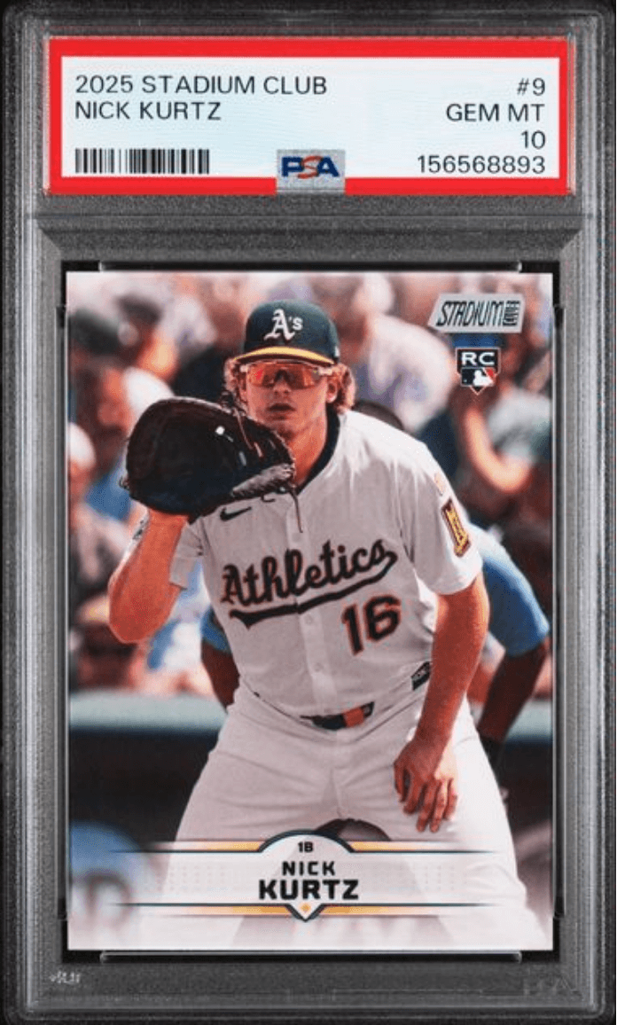Graded 2025 Topps Stadium Club Nick Kurtz #91 Rookie RC Baseball Card PSA 10 Gem Mint