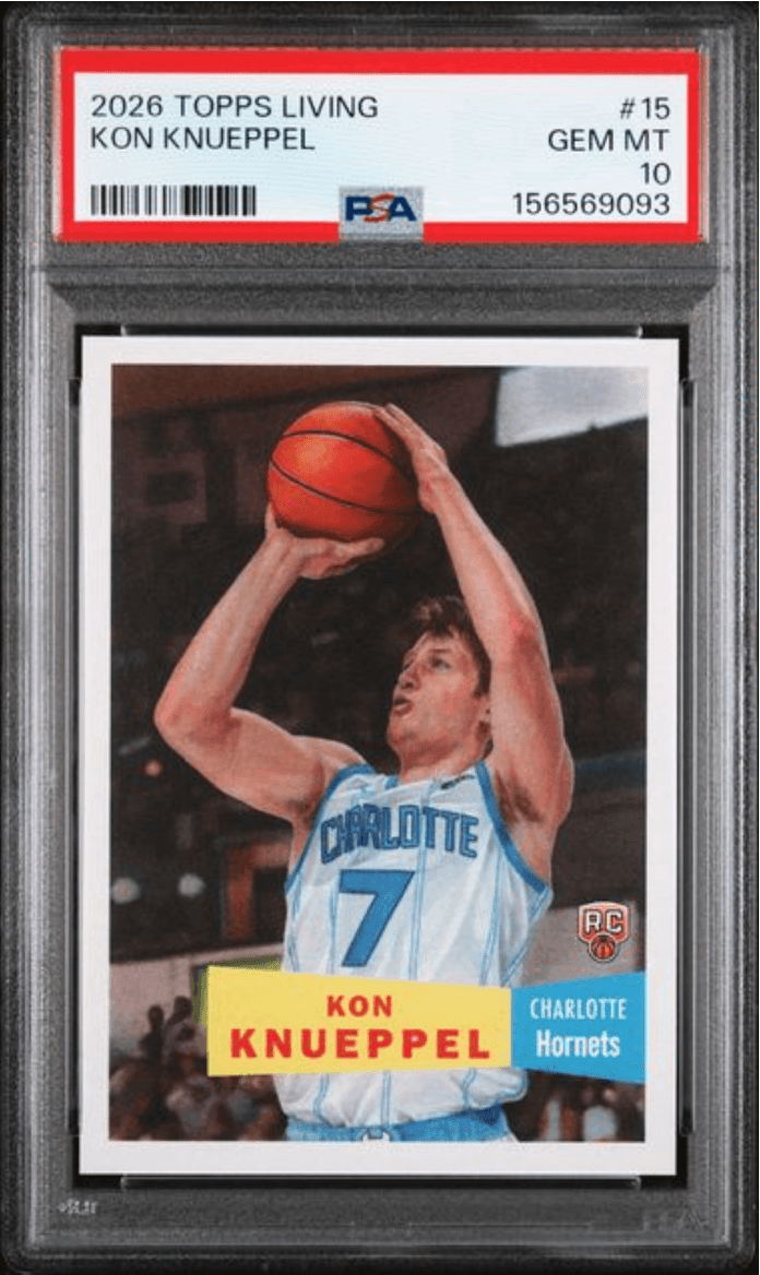 Graded 2026 Topps Living Kon Knueppel #15 Rookie RC Basketball Card PSA 10 Gem Mint