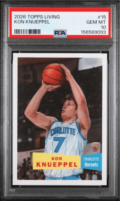 Graded 2026 Topps Living Kon Knueppel #15 Rookie RC Basketball Card PSA 10 Gem Mint