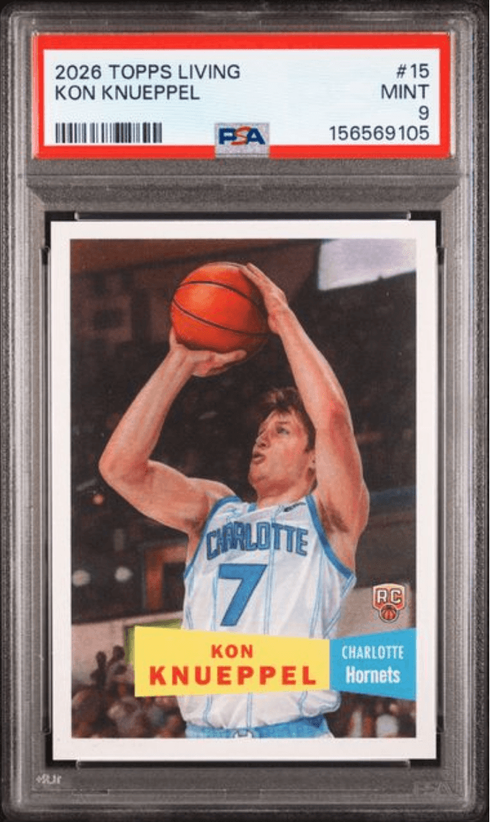 Graded 2026 Topps Living Kon Knueppel #15 Rookie RC Basketball Card PSA 9 Mint