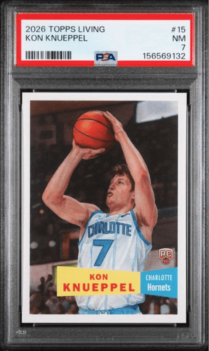 Graded 2026 Topps Living Kon Knueppel #15 Rookie RC Basketball Card PSA 7 Near Mint