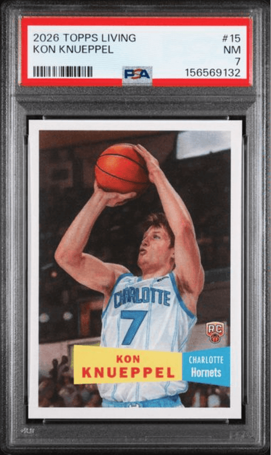 Graded 2026 Topps Living Kon Knueppel #15 Rookie RC Basketball Card PSA 7 Near Mint