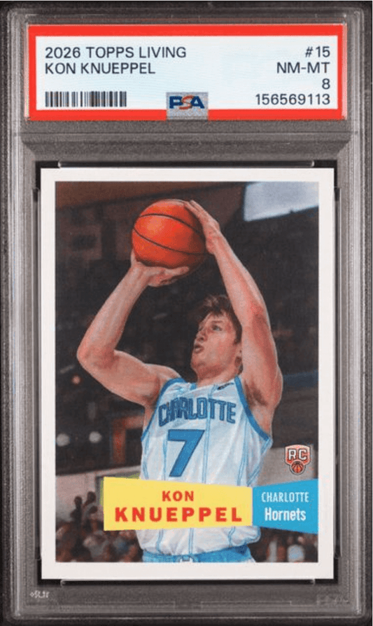 Graded 2026 Topps Living Kon Knueppel #15 Rookie RC Basketball Card PSA 8 Near Mint