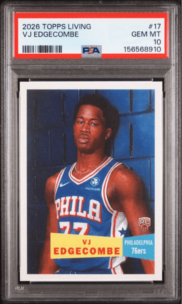 Graded 2026 Topps Living VJ Edgecombe #17 Rookie RC Basketball Card PSA 10 Gem Mint