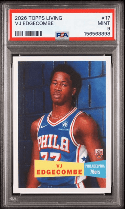 Graded 2026 Topps Living VJ Edgecombe #17 Rookie RC Basketball Card PSA 9 Mint