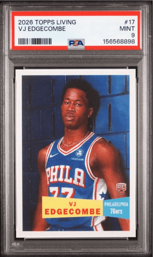 Graded 2026 Topps Living VJ Edgecombe #17 Rookie RC Basketball Card PSA 9 Mint