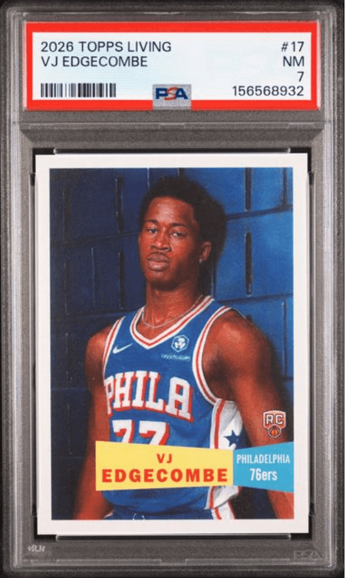 Graded 2026 Topps Living VJ Edgecombe #17 Rookie RC Basketball Card PSA 7 Near Mint