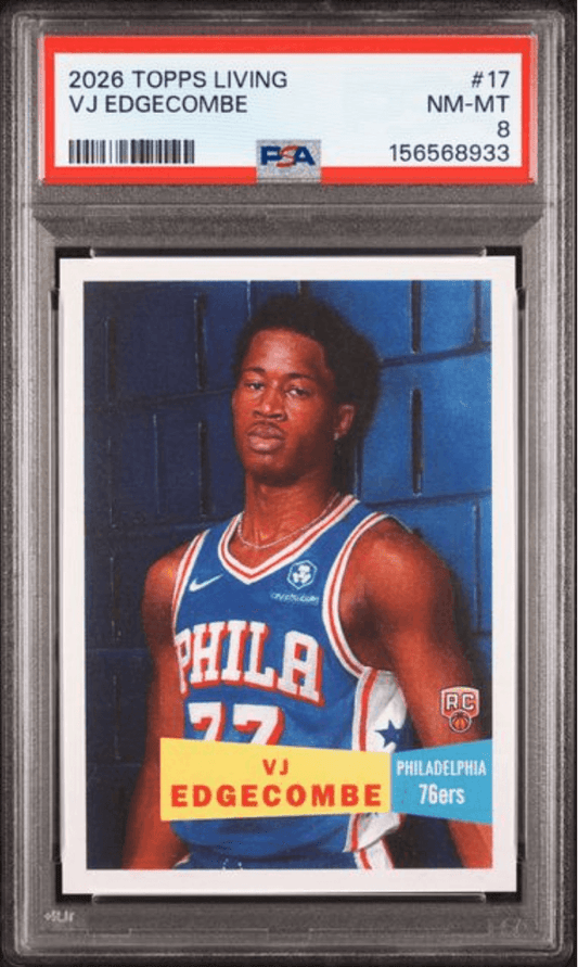 Graded 2026 Topps Living VJ Edgecombe #17 Rookie RC Basketball Card PSA 8 Near Mint