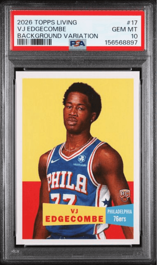 Graded 2026 Topps Living VJ Edgecombe #17 Background Variation Rookie RC Basketball Card PSA 10 Gem Mint